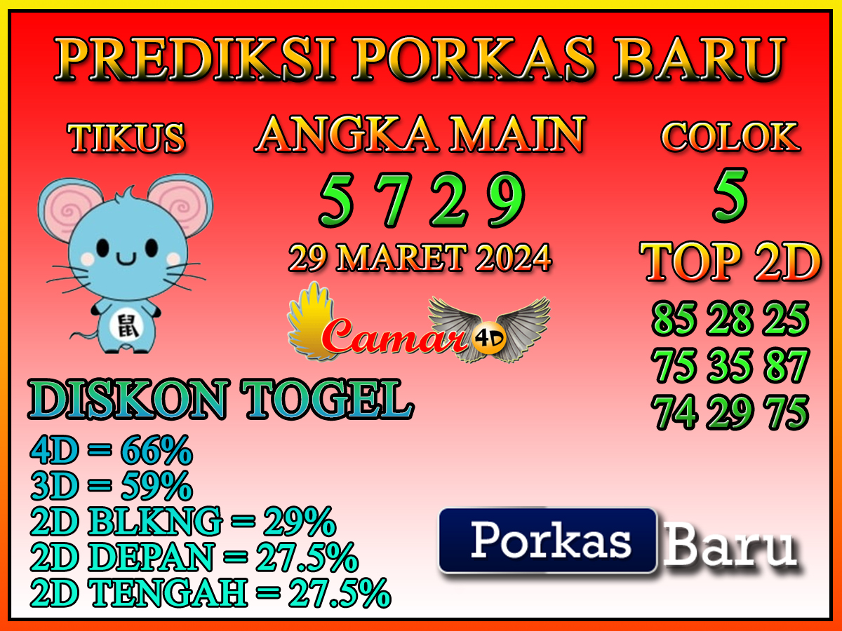 Prediksi Camar4D PORKAS BARU 29 MARET 2024