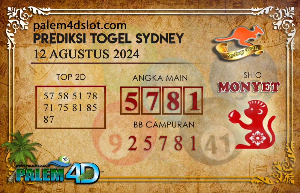 Prediksi Togel SYDNEY Palem4D 12 AGUSTUS 2024