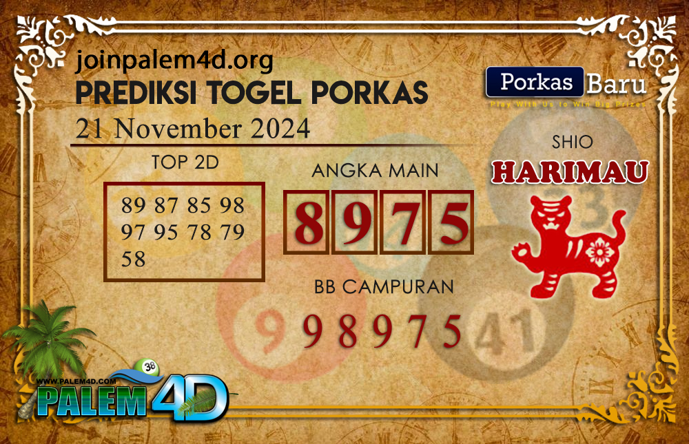 Prediksi Togel PORKAS BARU Palem4D 21 November 2024