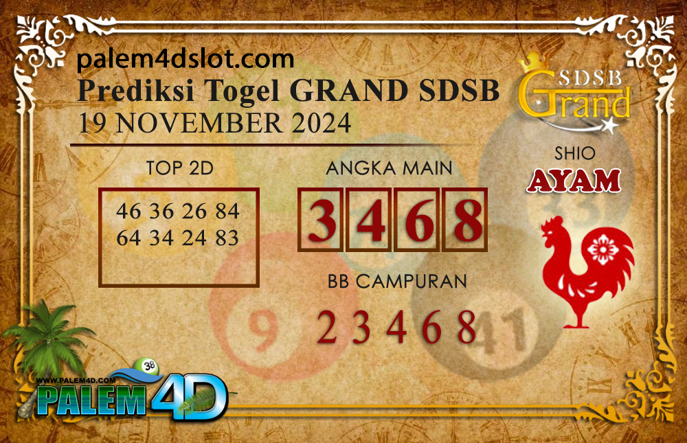 Prediksi Togel GRAND SDSB Palem4D 19 NOVEMBER 2024