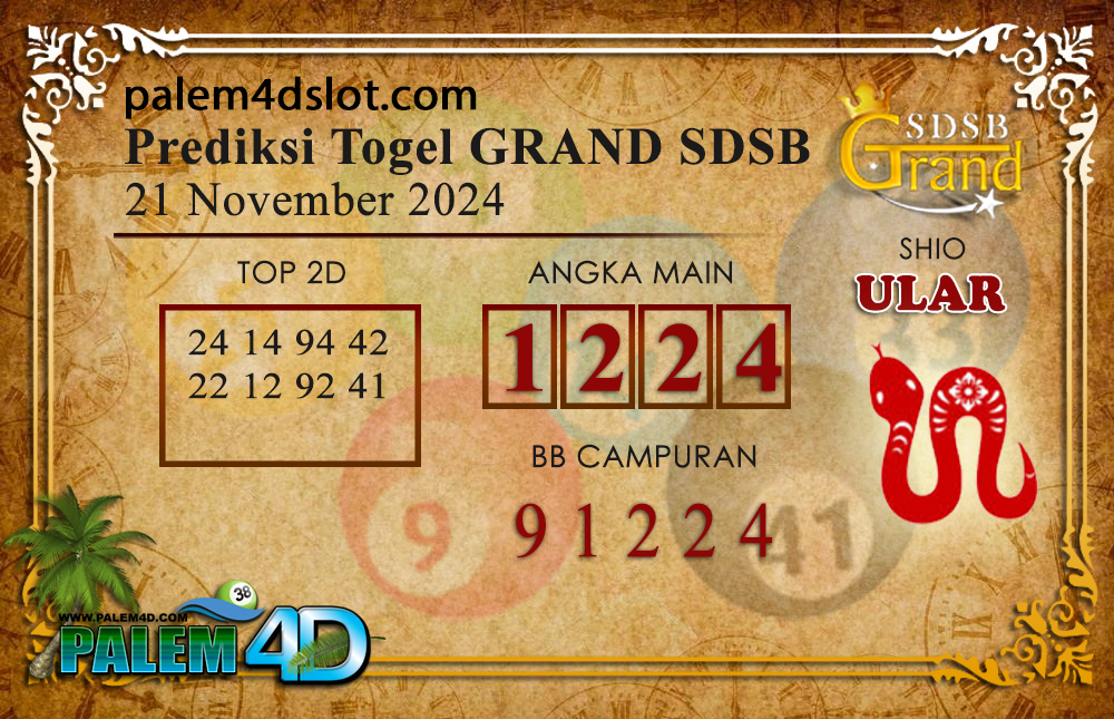 Prediksi Togel GRAND SDSB Palem4D 21 NOVEMBER 2024