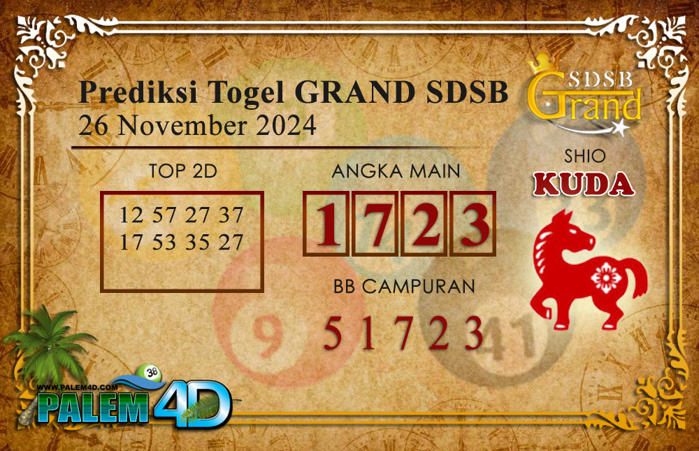 Prediksi Togel GRAND SDSB Palem4D 26 NOVEMBER 2024