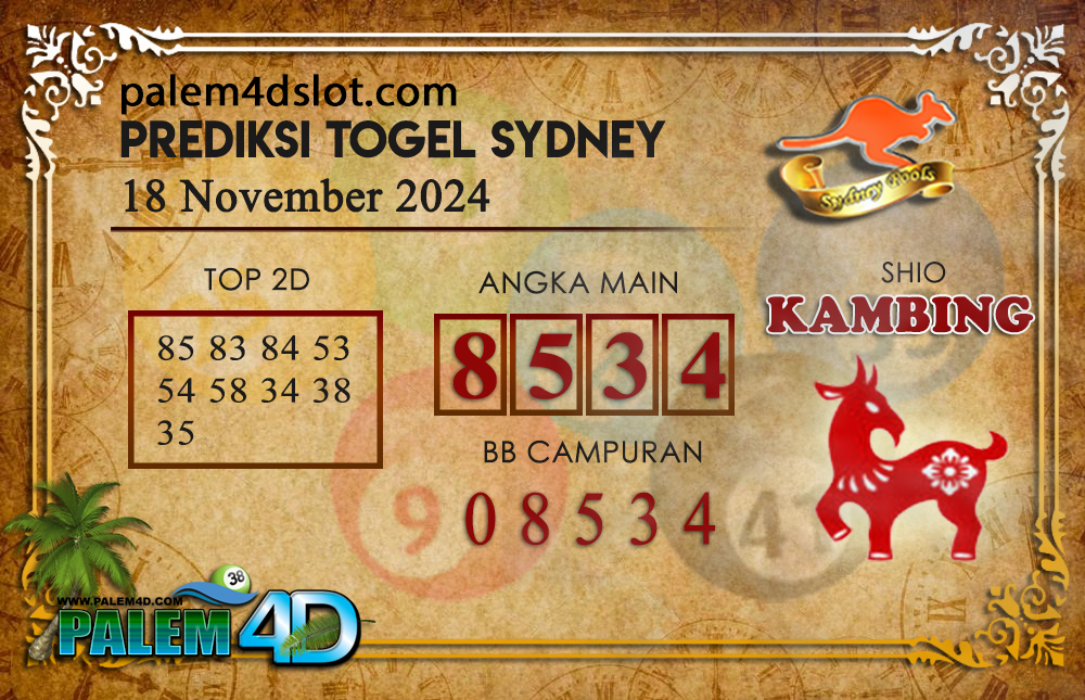 Prediksi Togel SYDNEY Palem4D 18 November 2024