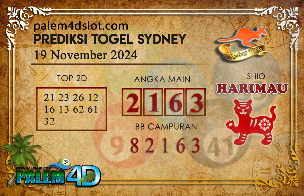 Prediksi Togel SYDNEY Palem4D 19 November 2024