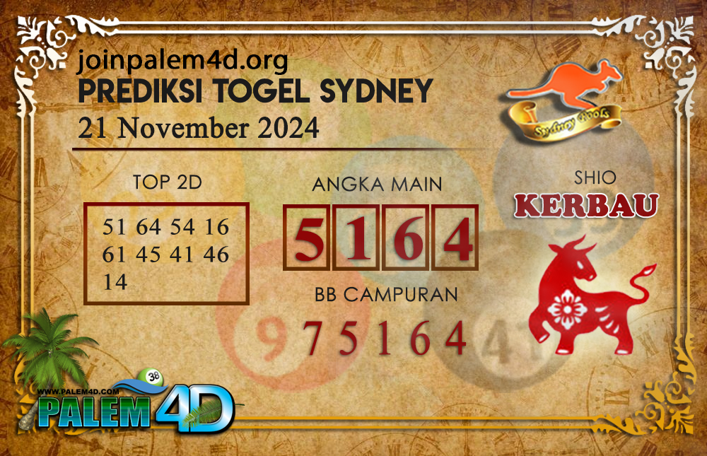 Prediksi Togel SYDNEY Palem4D 21 November 2024