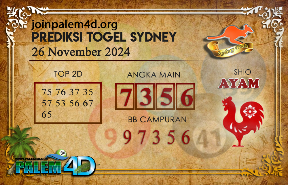 Prediksi Togel SYDNEY Palem4D 26 November 2024