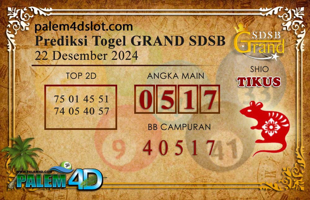 Prediksi Togel GRAND Palem4D  22 Desember 2024