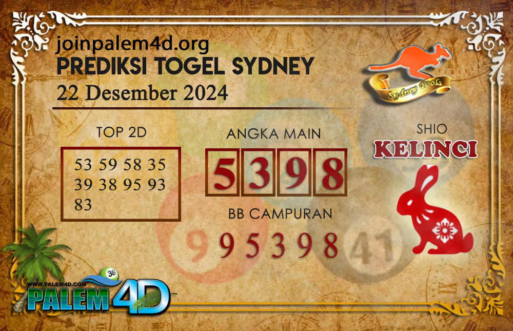 Prediksi Togel SYDNEY Palem4D 22 Desember 2024